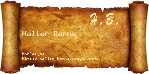 Haller Barna névjegykártya